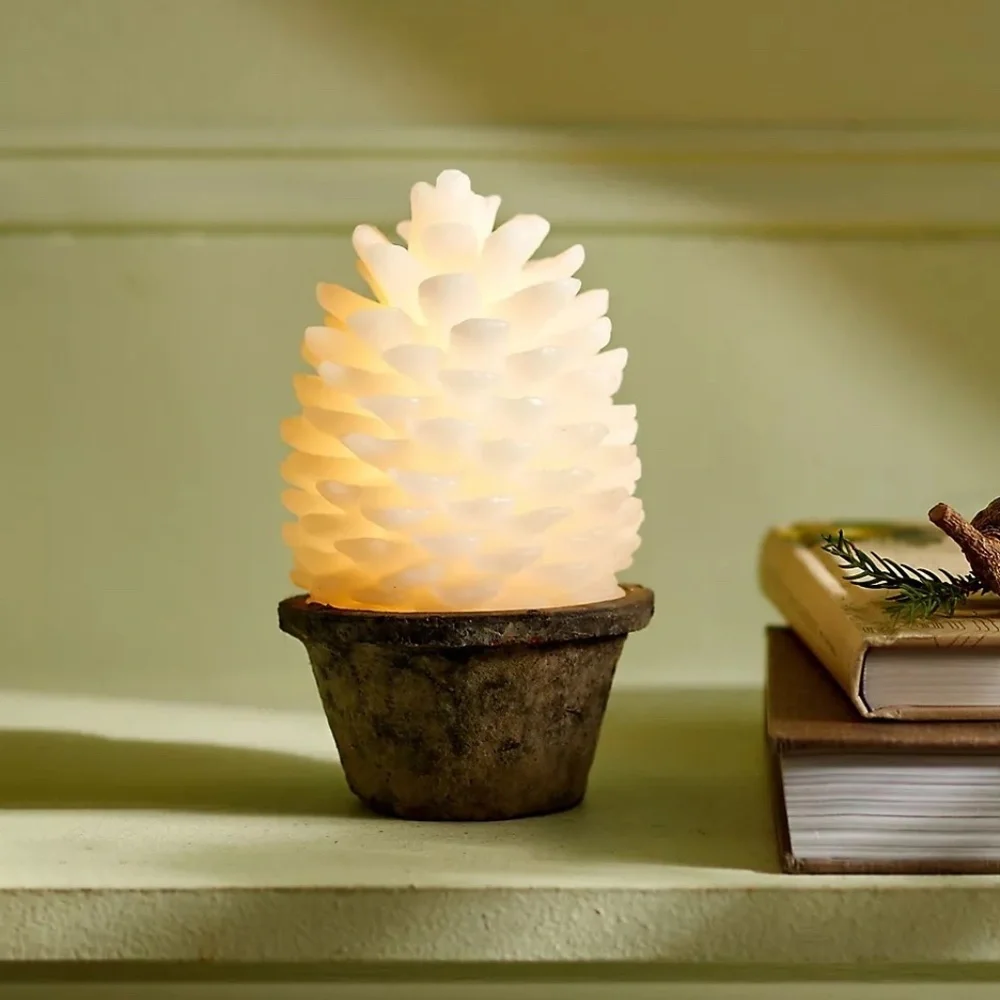 NWT Anthropologie  Terrain LED Wax Pine Cone (One)